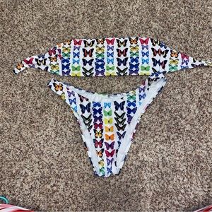 Two piece swimsuit butterfly print
